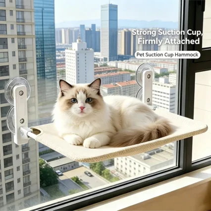 Foldable Cat Window Hammock Suction Cup Glass Balcony Hanging Bed Washable Sturdy Pet Lounge Sunbathing Nest Rest Seat For Cat