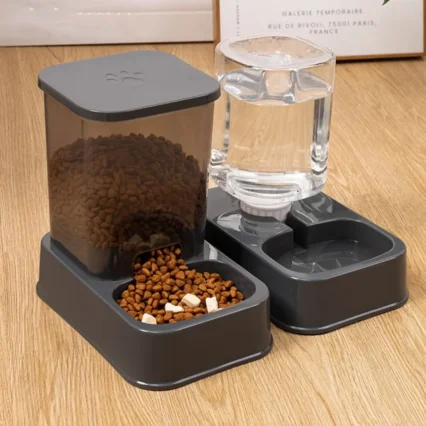 1.2L/1.5L Pet Automatic Feeder Plastic 2 Styles Cat Dog Water Dispenser Feeder Set Large Capacity 3 Colors