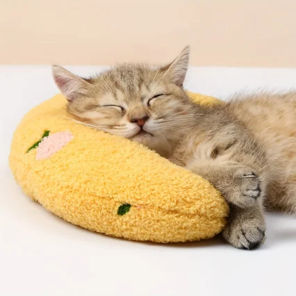 NEW 2026 Cat Moon Shaped Pillow Super Soft Plush Half Donut Pillow Pet Toy Cat Sleeping Pillow, Dog Universal Mat, Pet Supplies