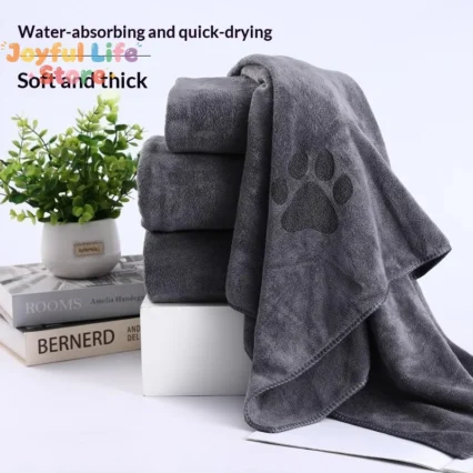 Hot Microfiber Pet Bath Towel Embroidered Super Soft Absorbent Towel For Dogs Cat Grooming Supplies