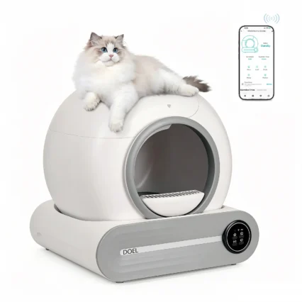 DOEL 2026 Upgrade Automatic Smart Litter Box, Self-Cleaning Cat Litter Box 65L Large Capacity, APP Control, 2.4G WiFi Only, Ion Odor Neutralization, Compatible with Clumping Litters, Ideal for Multi-Cat Homes