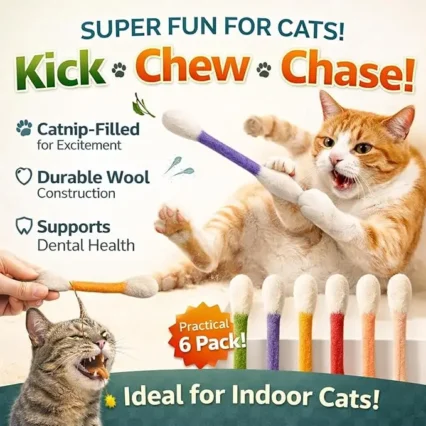 Cotton Swabs Cat Toys with Catnip Kitten Chew Sticks for Indoor Boredom Durable Dental Teething Ropes cat Lover Gift Accessories