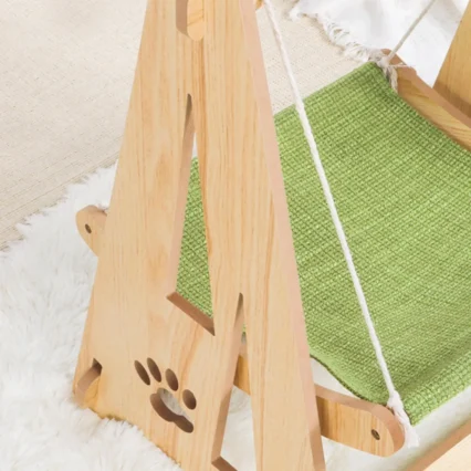 Cat Hammock Cat Bed Cat Chair Wooden Elevated Pet Bed Durable Frame Pet Hanging