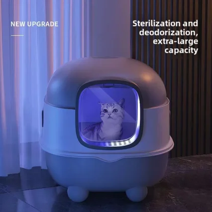 Ultra Large Odor Proof Fully Enclosed Smart Sterilizing Cat Litter Box Anti Splash Pet Toilet Large Capacity Cat Sandbox