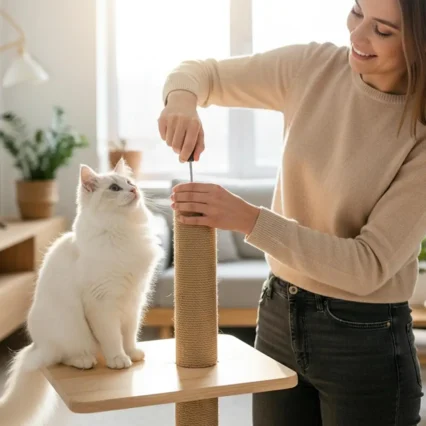 Cat Scratching Post Replacement Natural Sisal Spare Extension Scratch Post for Cats Tree Pole Parts Hemp Rope Scratcher Climbing