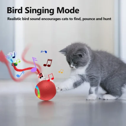 Interactive Cat Toy Ball Motion Activated Self Rotating Ball Fast Rolling Ball Anti-Depression Pet Toy for Indoor Cat Kitten