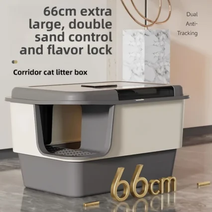 Extra Large Enclosed Cat Litter Box Self Cleaning Cat Toilet Odor Control Anti Scatter Hallway Style XXL Cat Litter Cat Toilet