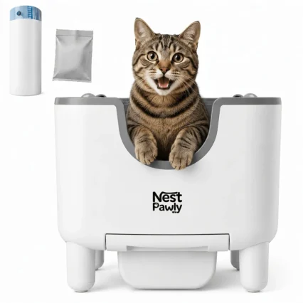 2026 New NestPawly M07 Self-Cleaning Litter Box - Open-Top Automatic Cat Litter Box with Odor Control, Safety Features, and Easy Maintenance