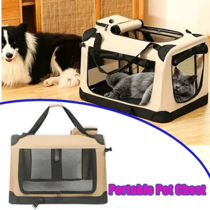 Foldable Dog Travel Crate Soft Pet Cage For Medium Large Dogs Soft Side Collapsible Cat Dog Crate For Indoor Outdoor Use