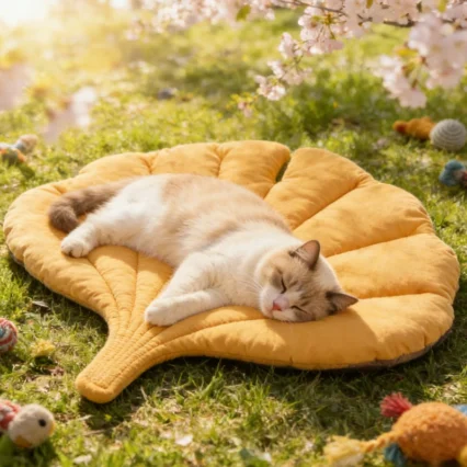 Stylish Leaf Shaped Pet Bed Mat Reversible Soft Washable Non Slip Cushion for Cats Dogs Travel Camping Indoor Outdoor