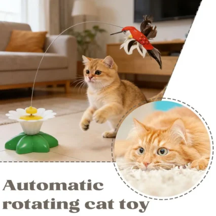 Interactive Cat Teaser Wand Toy - Automatic Rotating Electric Flying Butterfly Hummingbird, Indoor Kitten Exercise Play Toys