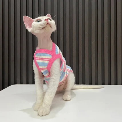 Striped Cat Shirts Stretchy Cat Clothes for Cats Sleeveless Stretchy Puppy Kitten T Shirts Pet Vest Soft Breathable Cat Tank Top