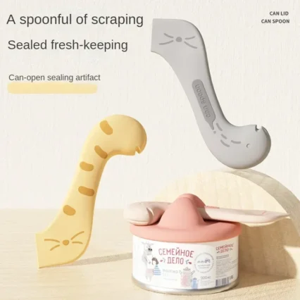 Pet Spoon Multifunctional Can Opener Wet Food Mixing Spoon Silicone Cat Can Sealing Cover Food Storage Dog Accessory New