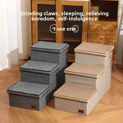 Pet Stairs Pet Bed Stairs Collapsible Pet Staircase Cats Dogs Multi Step Portable Storage Toy Dogs Climbing Stairs Pet Staircase