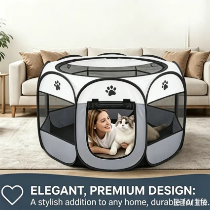 Portable Pet Cage Transparent Cat and Dog Cage Tent Pet Playpen Open Folding Yard Fence  for Large Dogs Hamster Rabbit Guinea