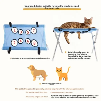 Anti-Scratch Pet Grooming Hammock Support Frame Adjustable Pet Restraint Station Detachable Sturdy Puppy Nail Clipping Holder