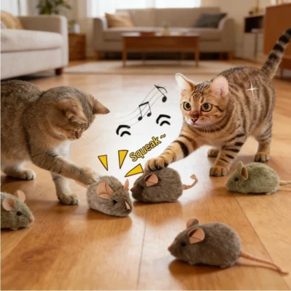 Funny Plush Cat Toy Simulation Mouse Automatic Chirping Interactive Mice Cat Toy Bite Resistance Pet Cat Toys Kitten Supplies