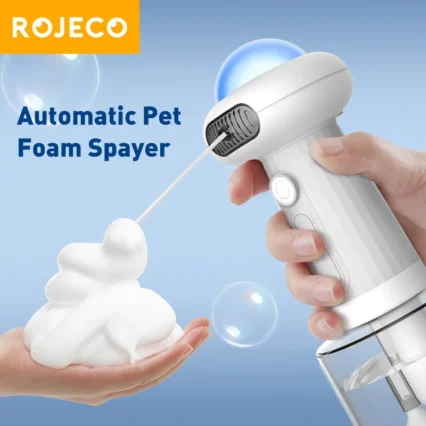 ROJECO Automatic Pet Foam Machine Dog Cleaning Soap Dispenser Wireless Cat Dog Bath Bubbler IPX7 Waterproof Shampoo Foam Sprayer