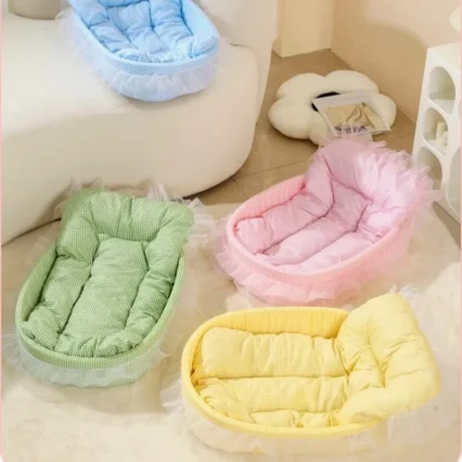 Internet celebrity pet nest Macaron style four seasons universal oval cat kennel small dog sleeping mat pet supplies bed