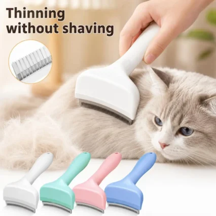 Dual Sided Pet Dematting Brush Cat Deshedding Comb Undercoat Rake For Dogs Stainless Steel Safe Mating Grooming Tool